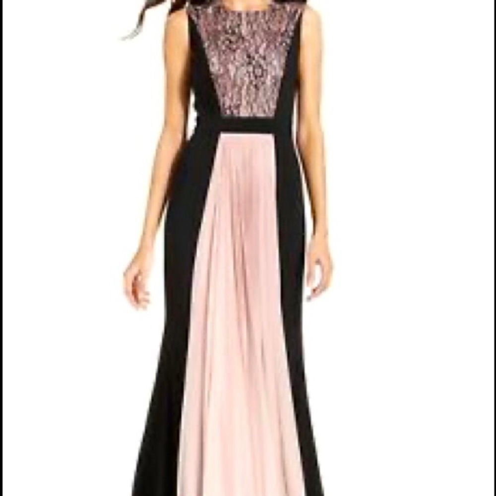 Js Collections Black Pink Lace Pleated Maxi Gown … - image 2